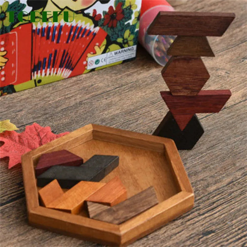 Tobefu Wooden Geometric Shape Jigsaw Board Puzzles, Kids' Brain Teaser, Non-Toxic Wood, Educational Toys for Children