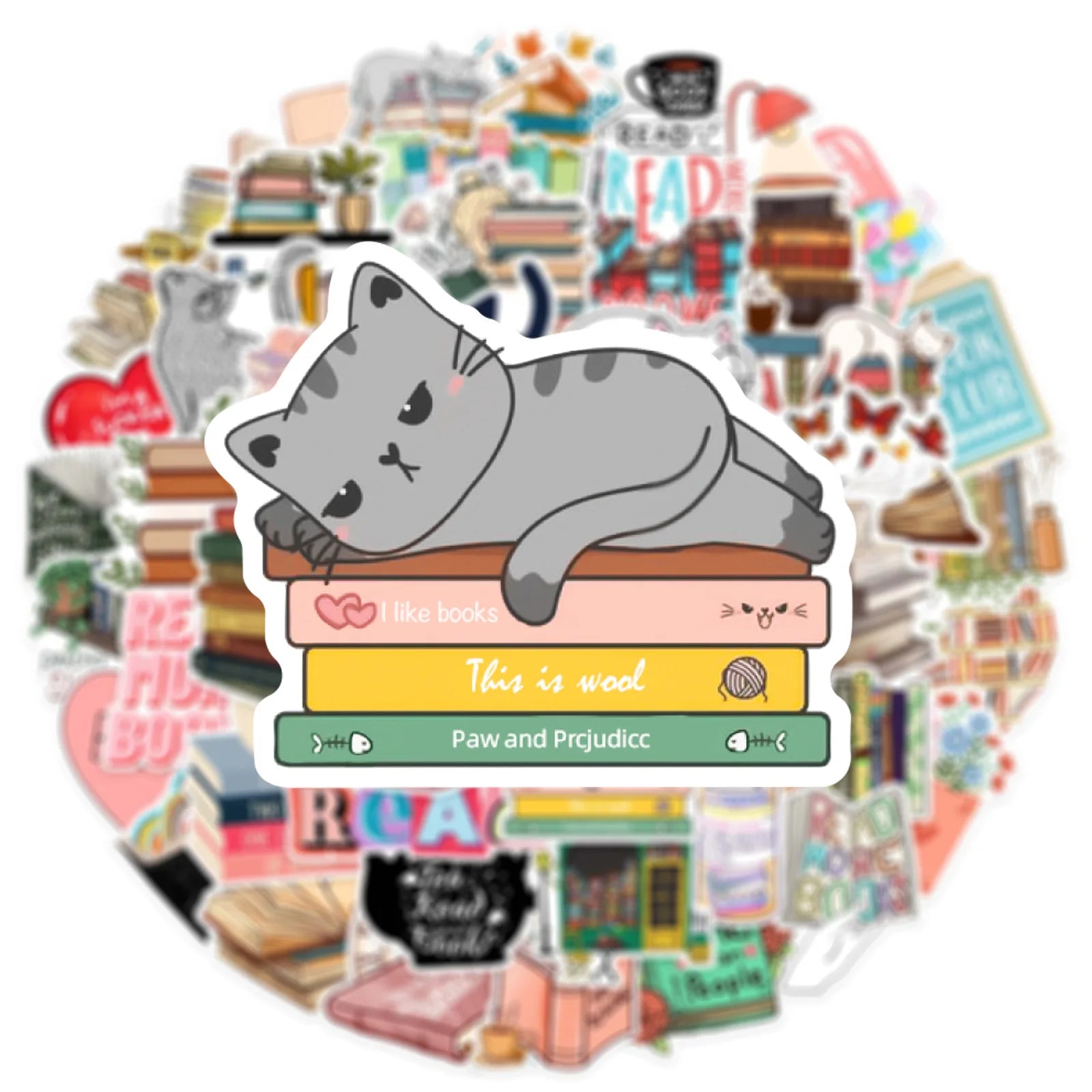 50PCS Aesthetic Reading & Diary Stickers | DIY Scrapbook Notebook Stationery Graffiti Sticker Set | Decorative Stickers for Laptop Phone Guitar & Luggage