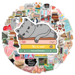 50PCS Aesthetic Reading & Diary Stickers | DIY Scrapbook Notebook Stationery Graffiti Sticker Set | Decorative Stickers for Laptop Phone Guitar & Luggage
