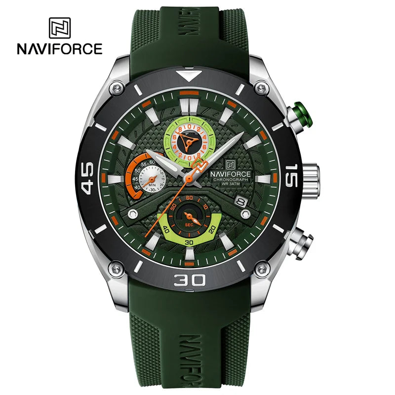 NAVIFORCE 8038 Men’s Sport Quartz Watch | Waterproof Chronograph Military Wristwatch with Luminous Display | Casual Business Watch for Men