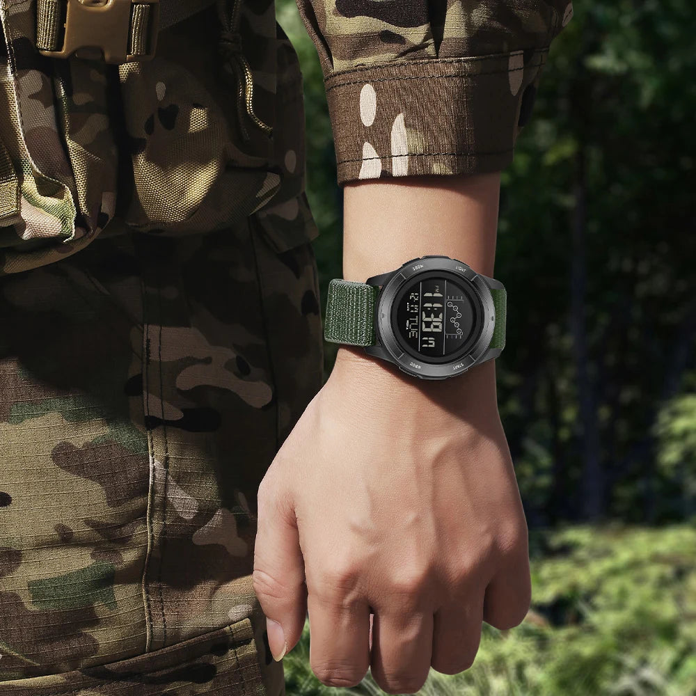 SANDA 2198 Electronic Watch, Nylon Strap, Digital Display, Multifunctional Alarm Clock, Student Watch, Waterproof Military Sports Watch