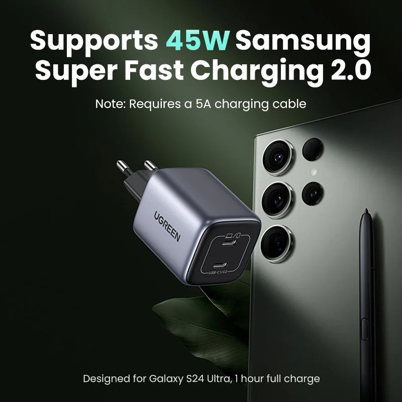 UGREEN GaN 45W USB Charger PD QC 3.0 Fast Charger