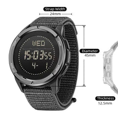 NORTH EDGE ALPS 45MM Men's Watch, Outdoor Sports & Swimming, Metronome & Compass, Waterproof Carbon Fiber Case, Nylon Strap