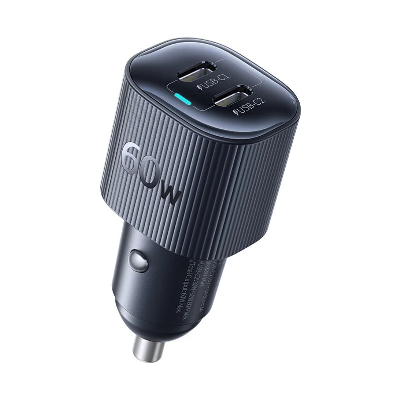 Baseus 30W | 60W Dual Port Car Charger | PD 3.0 USB-C Fast Charging Car Phone Charger for iPhone 8–18 Series Xiaomi & USB-C Devices