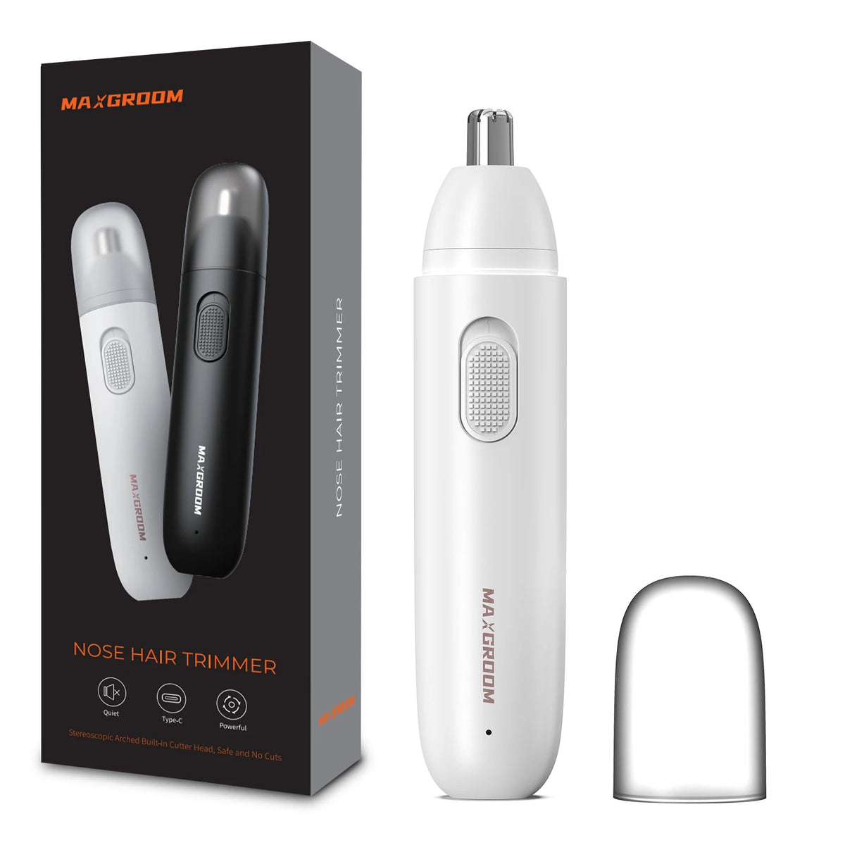 MAXGROOM Nose Hair Trimmer for Men | Rechargeable Electric Trimmer | 360° Rotating Dual-Blade System | Painless & Safe | Nose & Eyebrow Hair Groomer
