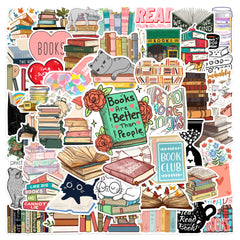 50PCS Aesthetic Reading & Diary Stickers | DIY Scrapbook Notebook Stationery Graffiti Sticker Set | Decorative Stickers for Laptop Phone Guitar & Luggage
