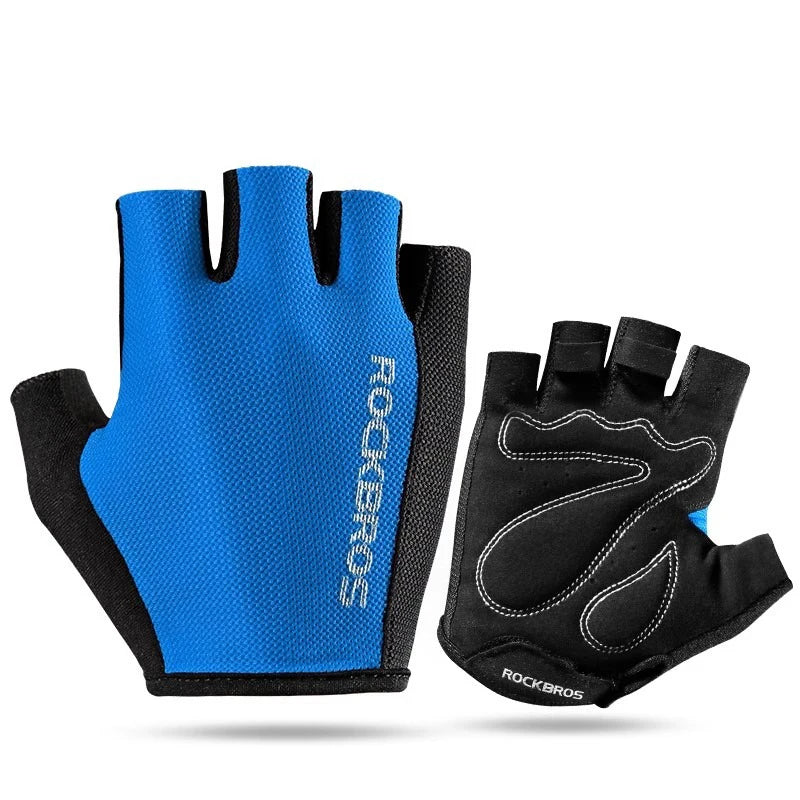 ROCKBROS Half Finger Cycling Gloves | Breathable Anti-Slip Shockproof SBR Padded Bike Gloves | Summer MTB Road Bicycle Gloves for Men & Women