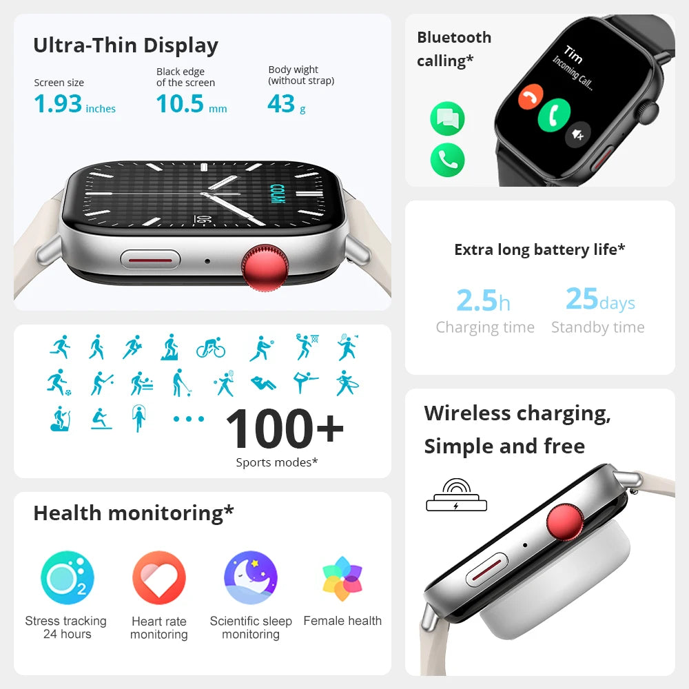 COLMI C8 Max Smart Watch with Voice Calling | 1.93″ Large HD Color Display | Health & Fitness Tracking Smartwatch for Men & Women