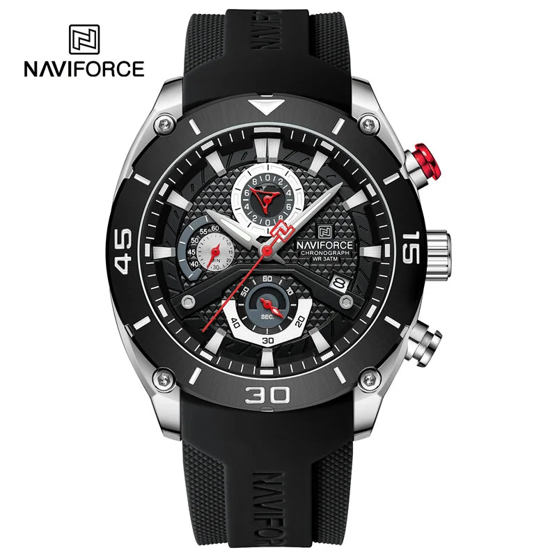 NAVIFORCE 8038 Men’s Sport Quartz Watch | Waterproof Chronograph Military Wristwatch with Luminous Display | Casual Business Watch for Men