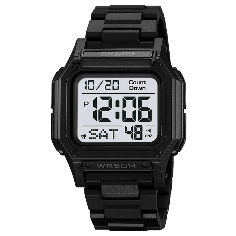 SKMEI 2264 Waterproof Sport Watch for Men, Digital Wristwatch, Countdown, Stopwatch, Dual Time