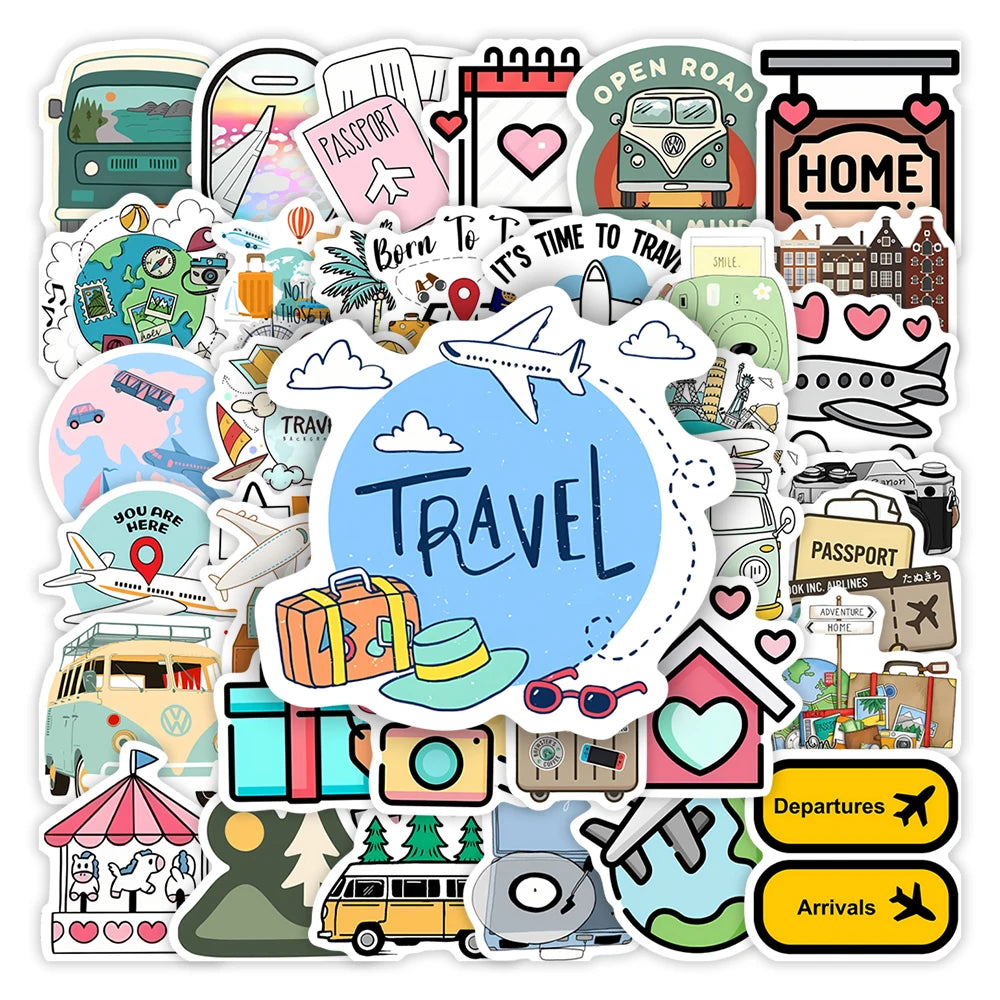 World Travel Stickers | DIY Decorative Decals| Waterproof Stickers for Scrapbooks, Laptops, Phones, Luggage & Bottle