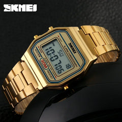 SKMEI 1123 Digital Watch for Men, 3Bar Waterproof LED Display, Stainless Steel Strap