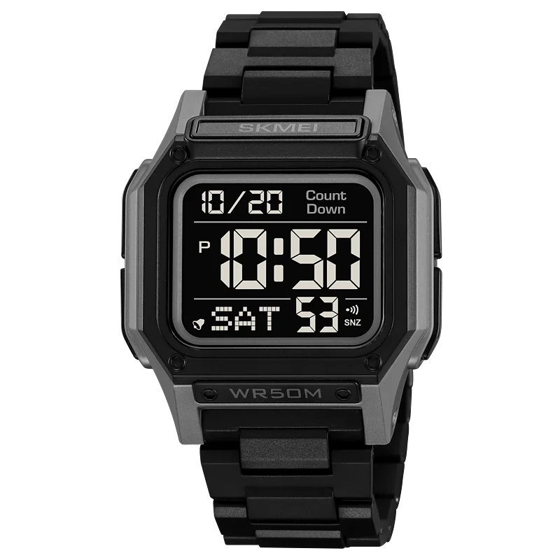 SKMEI 2264 Waterproof Sport Watch for Men, Digital Wristwatch, Countdown, Stopwatch, Dual Time