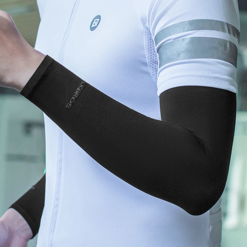 ROCKBROS Ice Silk Cycling Arm Sleeves | Breathable UV Sun Protection Bicycle Sleeves for Men & Women | Outdoor MTB Road Bike Sports Arm Covers