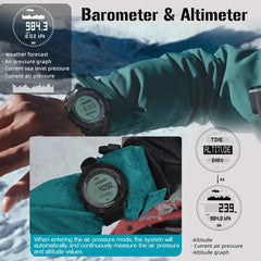 NORTH EDGE APACHE-D Free Diving Digital Watch for Men | 100M Waterproof | Altimeter, Barometer & Compass | Outdoor Sports Wristwatch
