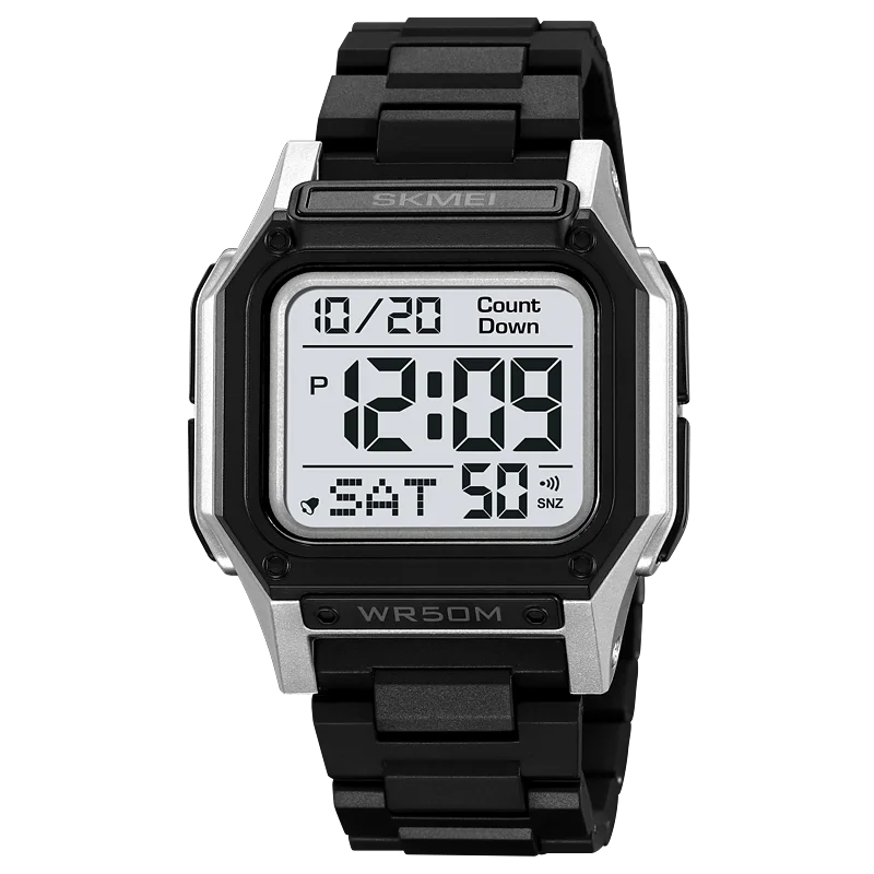 SKMEI 2264 Waterproof Sport Watch for Men, Digital Wristwatch, Countdown, Stopwatch, Dual Time