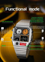 SANDA 3192 LED Electronic Square Watch for Men | Multifunction Digital Watch with Thermometer, Stopwatch & Chronograph