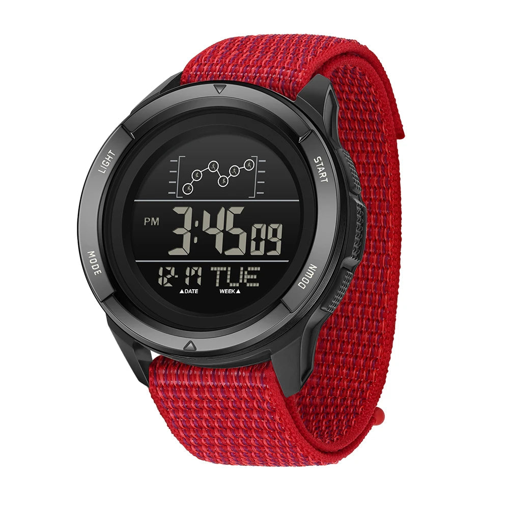 SANDA 2198 Electronic Watch, Nylon Strap, Digital Display, Multifunctional Alarm Clock, Student Watch, Waterproof Military Sports Watch