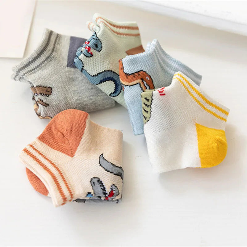 5 Pairs Boy's Dinosaur Pattern Socks, Comfortable Breathable Casual Soft Kids Socks -  from Arcade.lk - Shop in Sri Lanka at Arcade.lk