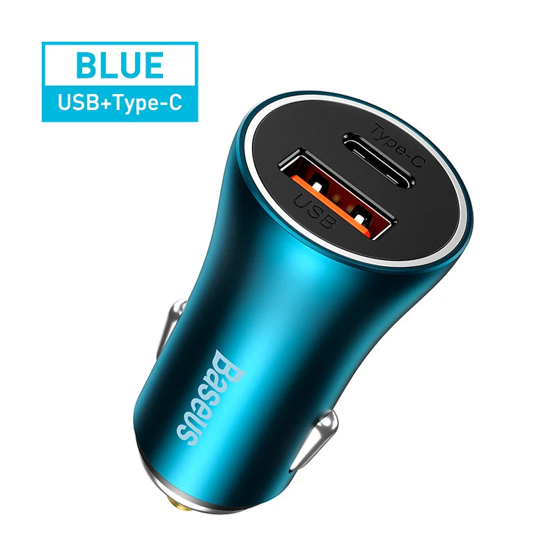 Baseus 60W Metal USB Type C Car Charger, Quick Charge SCP AFC QC 4.0 PD 27W USBC Phone Charger