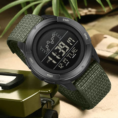 SANDA 2198 Electronic Watch, Nylon Strap, Digital Display, Multifunctional Alarm Clock, Student Watch, Waterproof Military Sports Watch