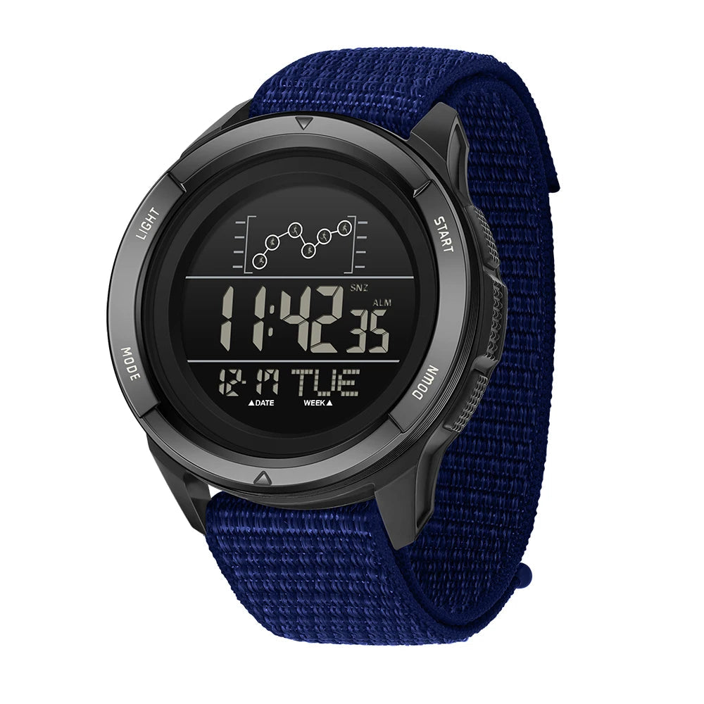 SANDA 2198 Electronic Watch, Nylon Strap, Digital Display, Multifunctional Alarm Clock, Student Watch, Waterproof Military Sports Watch