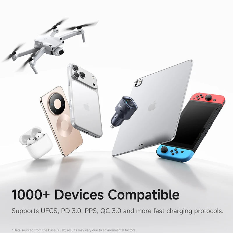 Baseus 30W | 60W Dual Port Car Charger | PD 3.0 USB-C Fast Charging Car Phone Charger for iPhone 8–18 Series Xiaomi & USB-C Devices