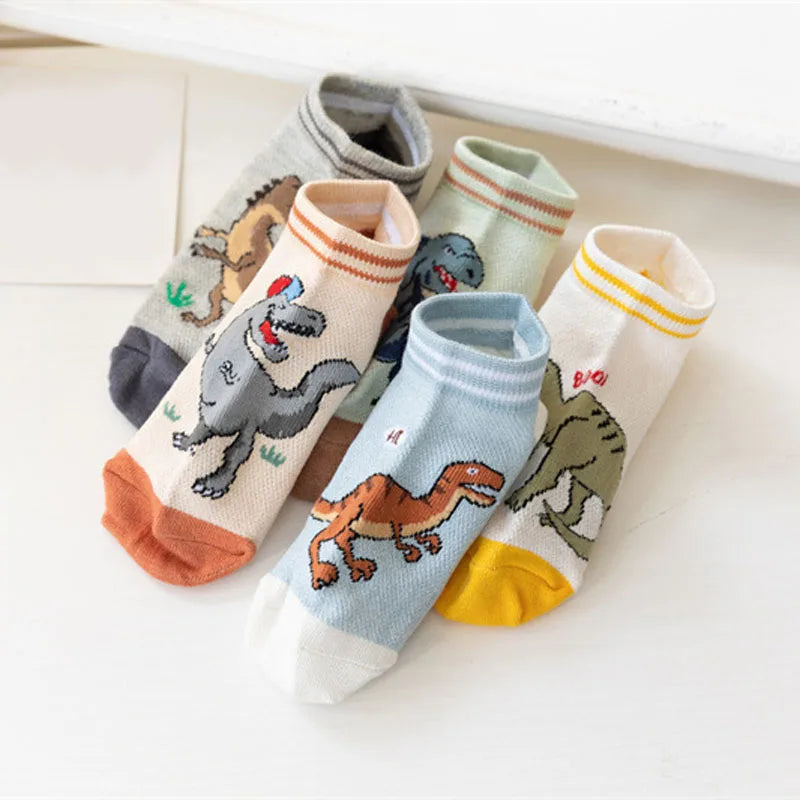 5 Pairs Boy's Dinosaur Pattern Socks, Comfortable Breathable Casual Soft Kids Socks -  from Arcade.lk - Shop in Sri Lanka at Arcade.lk