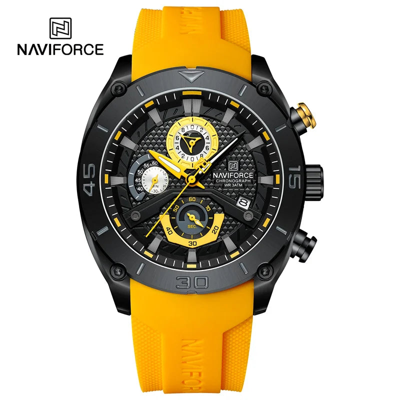 NAVIFORCE 8038 Men’s Sport Quartz Watch | Waterproof Chronograph Military Wristwatch with Luminous Display | Casual Business Watch for Men