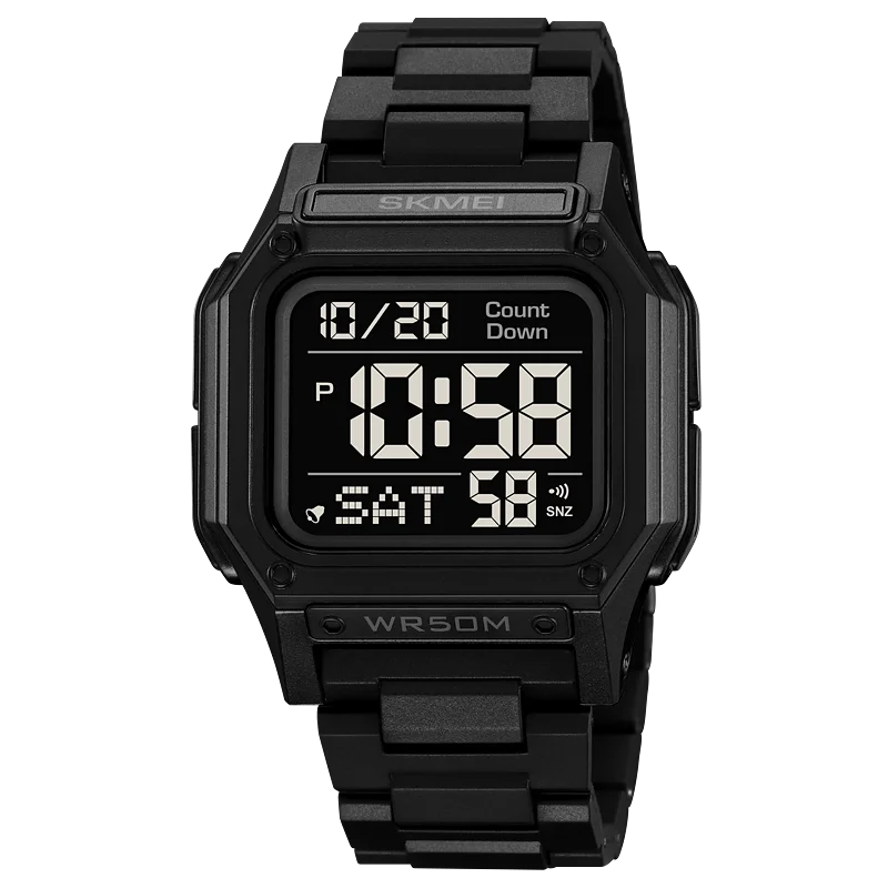 SKMEI 2264 Waterproof Sport Watch for Men, Digital Wristwatch, Countdown, Stopwatch, Dual Time