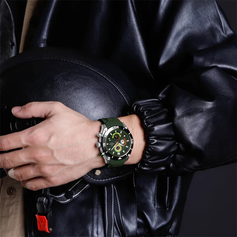 NAVIFORCE 8038 Men’s Sport Quartz Watch | Waterproof Chronograph Military Wristwatch with Luminous Display | Casual Business Watch for Men