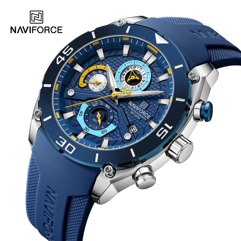NAVIFORCE 8038 Men’s Sport Quartz Watch | Waterproof Chronograph Military Wristwatch with Luminous Display | Casual Business Watch for Men