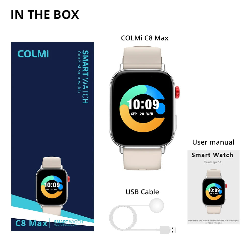 COLMI C8 Max Smart Watch with Voice Calling | 1.93″ Large HD Color Display | Health & Fitness Tracking Smartwatch for Men & Women