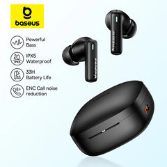 Baseus Bowie E19 Wireless Earphones, Bluetooth 5.3, 12mm Drivers, Big Bass, IPX5 Waterproof, 33H Battery Life