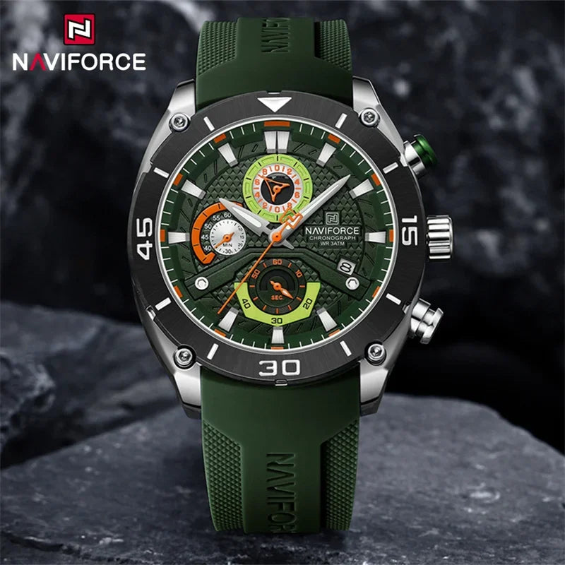 NAVIFORCE 8038 Men’s Sport Quartz Watch | Waterproof Chronograph Military Wristwatch with Luminous Display | Casual Business Watch for Men