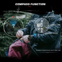NORTH EDGE ALPS 45MM Men's Watch, Outdoor Sports & Swimming, Metronome & Compass, Waterproof Carbon Fiber Case, Nylon Strap