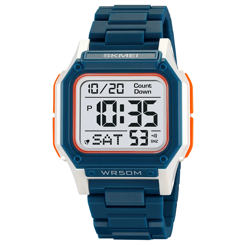 SKMEI 2264 Waterproof Sport Watch for Men, Digital Wristwatch, Countdown, Stopwatch, Dual Time
