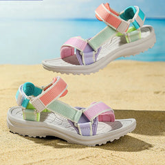 Girls' Breathable Sport Sandals, Non-Slip Soft Sole Outdoor Shoes, Kids' Casual Walking Sandals, Size 30-38