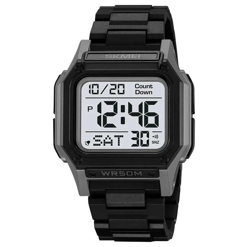 SKMEI 2264 Waterproof Sport Watch for Men, Digital Wristwatch, Countdown, Stopwatch, Dual Time