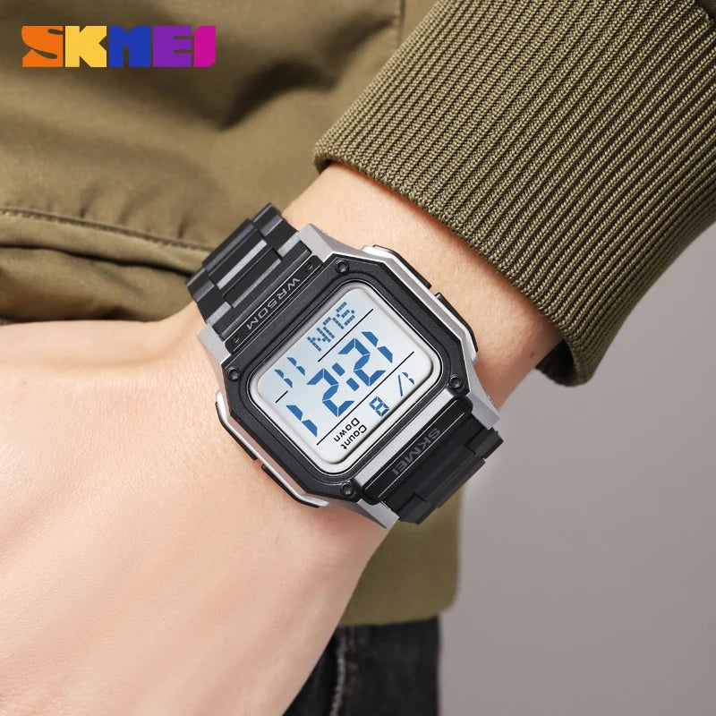 SKMEI 2264 Waterproof Sport Watch for Men, Digital Wristwatch, Countdown, Stopwatch, Dual Time