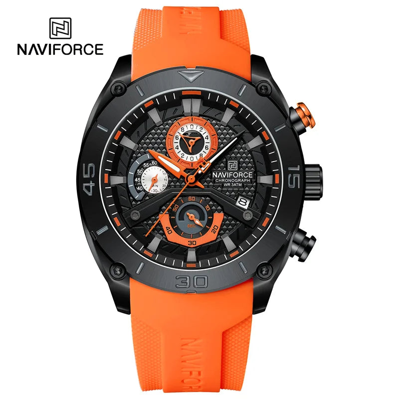 NAVIFORCE 8038 Men’s Sport Quartz Watch | Waterproof Chronograph Military Wristwatch with Luminous Display | Casual Business Watch for Men