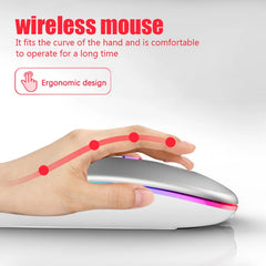 Rechargeable Bluetooth Wireless Mouse | Dual Mode Bluetooth & 2.4GHz USB | RGB Lighting | 1600 DPI | Gaming Mouse for Computer, Laptop, Tablet & MacBook