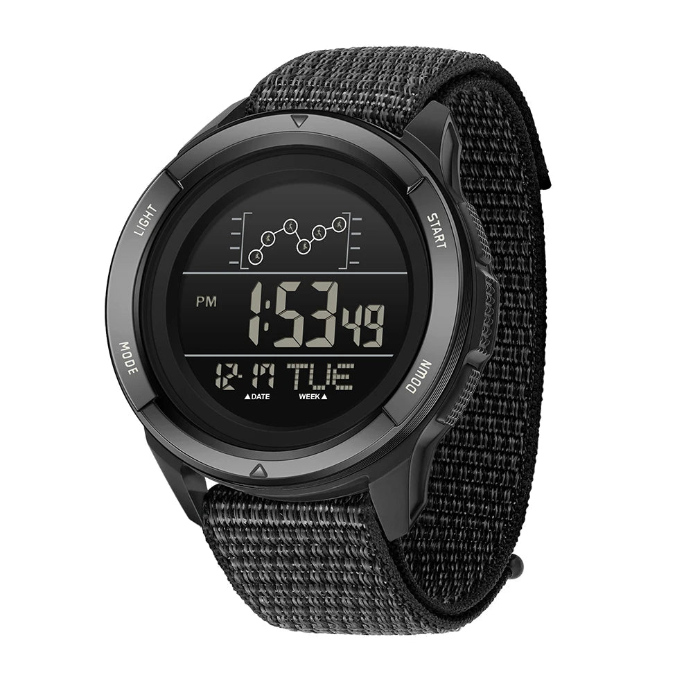 SANDA 2198 Electronic Watch, Nylon Strap, Digital Display, Multifunctional Alarm Clock, Student Watch, Waterproof Military Sports Watch