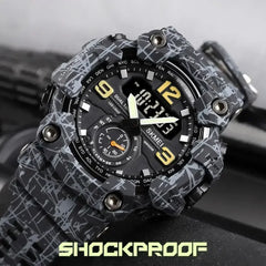 SKMEI 1637 Dual Movement Sport Watch for Men, 3-Time Display, Waterproof & Shockproof, Electronic Digital Watch
