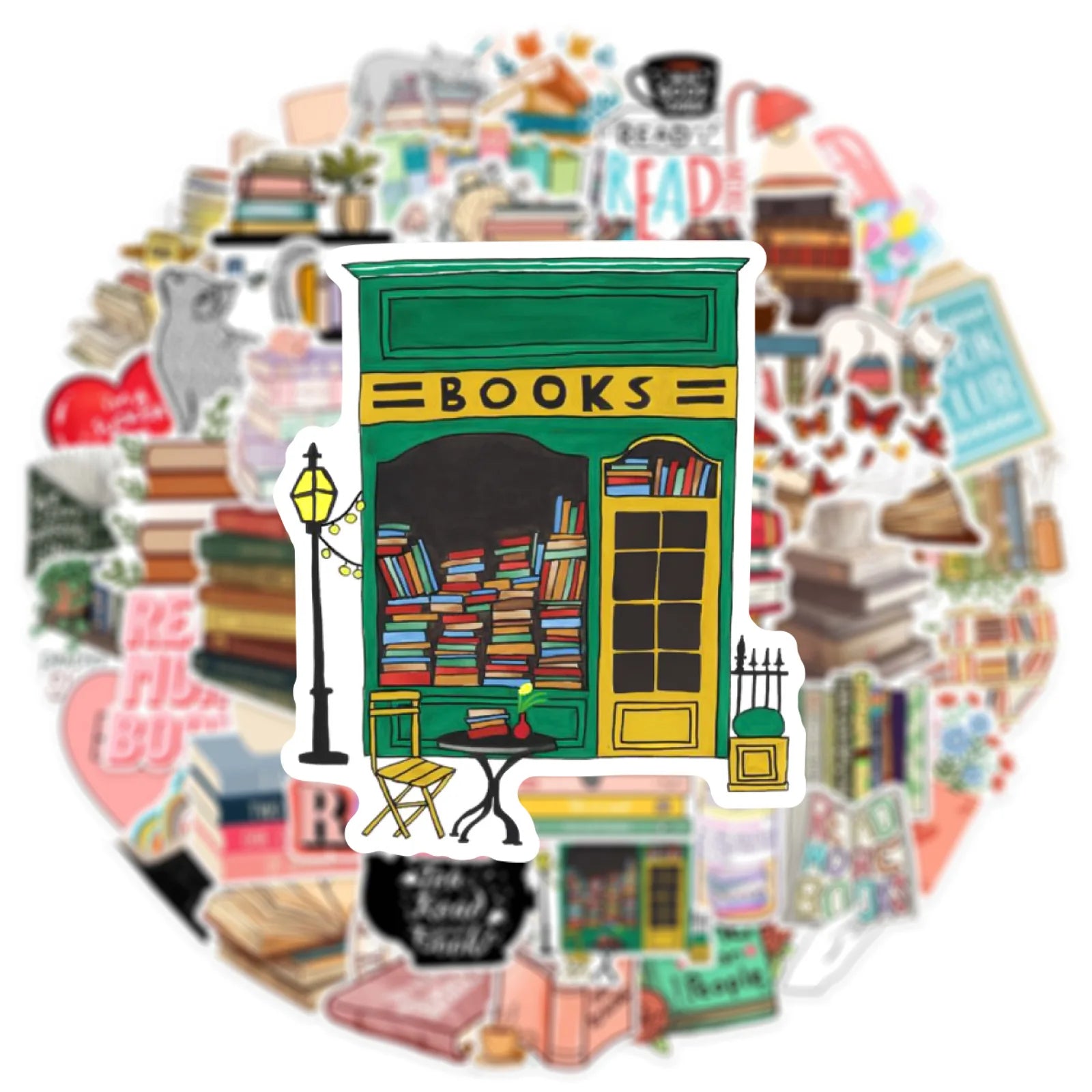 50PCS Aesthetic Reading & Diary Stickers | DIY Scrapbook Notebook Stationery Graffiti Sticker Set | Decorative Stickers for Laptop Phone Guitar & Luggage