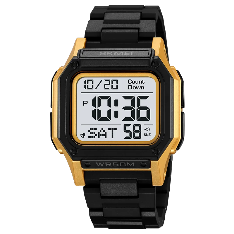 SKMEI 2264 Waterproof Sport Watch for Men, Digital Wristwatch, Countdown, Stopwatch, Dual Time