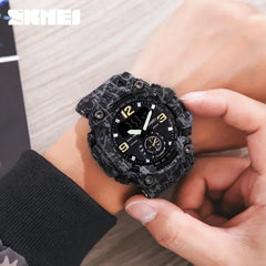 SKMEI 1637 Dual Movement Sport Watch for Men, 3-Time Display, Waterproof & Shockproof, Electronic Digital Watch