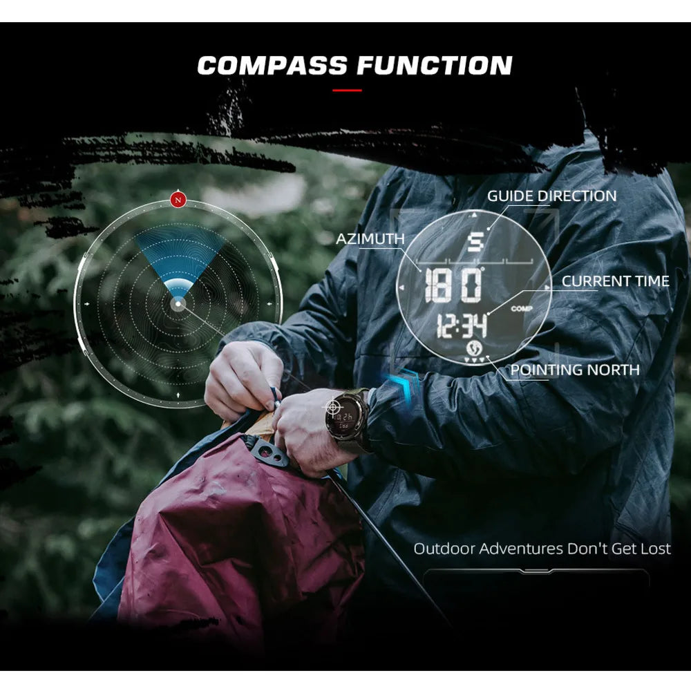 NORTH EDGE ALPS 45mm Men’s Outdoor Watch | Waterproof Compass Metronome Watch with Carbon Fiber Case & Nylon Strap for Men