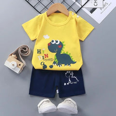 Fashion Kids' Clothing Set, 2PCS Outfit for Boys & Girls, 100% Cotton Soft T-Shirt & Shorts Toddler Suit