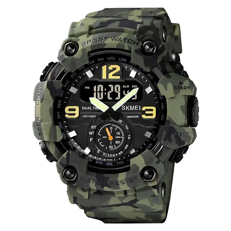 SKMEI 1637 Dual Movement Sport Watch for Men, 3-Time Display, Waterproof & Shockproof, Electronic Digital Watch